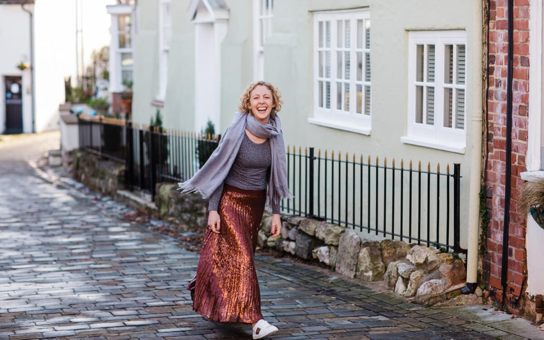 Hampshire business woman walks through town for personal brand photography